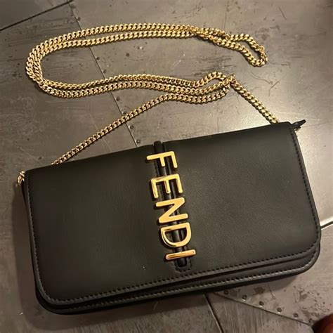 fendi gold chain bag|fendigraphy wallet on chain.